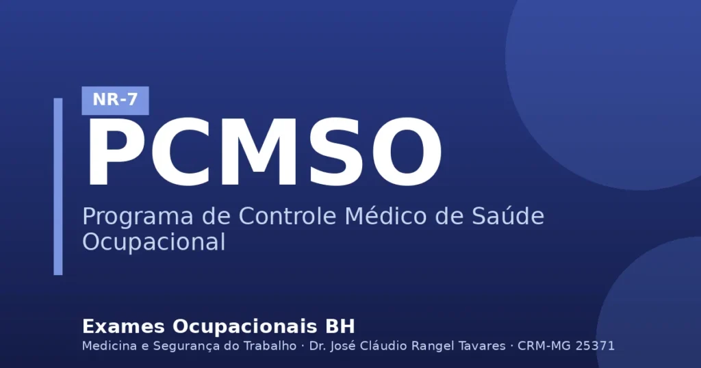 PCMSO NR-7 para empresas - Exames Ocupacionais BH